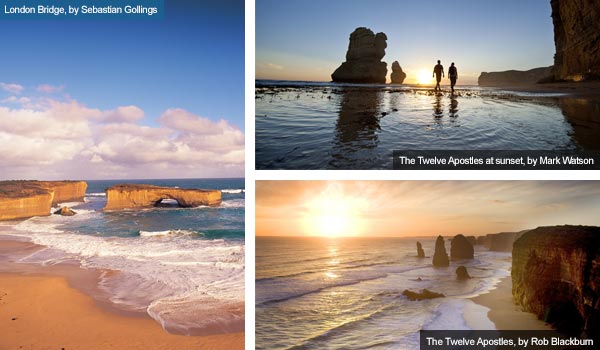 London Bridge and the Twelve Apostles, Victoria. Photos from Victoria Tourist Board