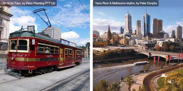 City Circle tram and Yarra River, Victoria. Photos from Victoria Tourist Board
